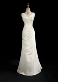 Unique Wedding Dress Mermaid V Neck White Taffeta Appliques 90s Wedding Dresses Vintage Bridal Gowns HZ1214