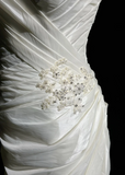 Unique Wedding Dress Mermaid V Neck White Taffeta Appliques 90s Wedding Dresses Vintage Bridal Gowns HZ1214