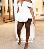 Sexy Ball Gown Off The Shoulder White Satin Mini Short Formal 8th Grade Homecoming Dresses Summer Middle School Hoco Dress 20th Birthday Outfits HZ1214