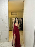 Elegant A line Spaghetti Straps Burgundy Long Prom Dresses Party Dress Summer 20th Birthday Outfits 18th Birthday Dress Inspo For Teens HZ1214