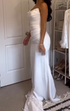 Romantic Bridal Gown Mermaid Strapless White Ruffles Wedding Dresses Minimalist Bridal Gowns HZ1214