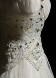 Unique Bridal Dress A Line V Neck White Tulle Long 90s Wedding Dresses Vintage Bride Dress Bridal Gowns HZ1214