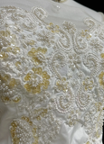 Unique Bridal Gown Ball Gown Off The Shoulder White Short Sleeves Lace Wedding Dresses Vintage 80s Wedding Gowns HZ1214