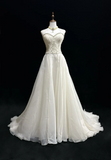 Unique Bridal Dress A Line Spaghetti Straps White Lace Long 90s Wedding Dresses Vintage Bride Dress Bridal Gowns HZ1214