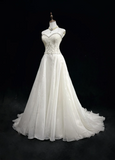 Unique Bridal Dress A Line Spaghetti Straps White Lace Long 90s Wedding Dresses Vintage Bride Dress Bridal Gowns HZ1214