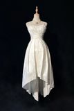 Unique Bridal Dress High Low Spaghetti Straps White 90s Wedding Dresses Vintage Bride Dress Bridal Gowns HZ1214