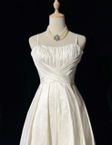 Unique Bridal Dress High Low Spaghetti Straps White 90s Wedding Dresses Vintage Bride Dress Bridal Gowns HZ1214