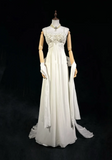 Unique Bridal Dress A line Spaghetti Straps White 90s Chiffon Wedding Dresses Vintage Bride Dress Bridal Gowns HZ1214