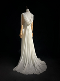 Unique Bridal Dress A line Spaghetti Straps White 90s Chiffon Wedding Dresses Vintage Bride Dress Bridal Gowns HZ1214
