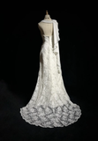 Unique Bridal Dress Mermaid One Shoulder Chiffon White Lace Wedding Dress With Beads 90s Wedding Dresses Vintage Bride Dress Bridal Gowns HZ1214
