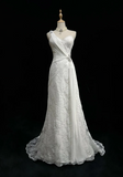 Unique Bridal Dress Mermaid One Shoulder Chiffon White Lace Wedding Dress With Beads 90s Wedding Dresses Vintage Bride Dress Bridal Gowns HZ1214
