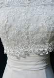 Unique Bridal Gown Mermaid Strapless Chiffon Wedding Dress With White Short Sleeves Lace Jacket Wedding Dresses Vintage 80s Wedding Gowns HZ1214