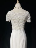 Unique Bridal Gown Mermaid Strapless Chiffon Wedding Dress With White Short Sleeves Lace Jacket Wedding Dresses Vintage 80s Wedding Gowns HZ1214