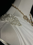 Unique Bridal Dress A line One Shoulder Chiffon White Wedding Dress With Beads 90s Wedding Dresses Vintage Bride Dress Bridal Gowns HZ1214