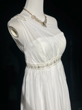 Unique Bridal Dress A line One Shoulder Chiffon White Wedding Dress With Beads 90s Wedding Dresses Vintage Bride Dress Bridal Gowns HZ1214
