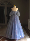 Pretty Ball Gown Off The Shoulder Blue Lilac Tulle Long Quinceanera Dress Formal Gowns Vestido De 15 Anos Sweet 16 Dress HZ1214