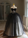 Luxury Ball Gown Sweetheart Neck Off Shoulder Lace Appliques Black Tulle Quinceanera Dress Quinceanera Dress Formal Gowns Vestido De 15 Anos Sweet 16 Dress HZ1214