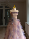 Luxury Ball Gown Strapless Sleeveless Tulle Quinceanera Dress Formal Gowns Vestido De 15 Anos Sweet 16 Dress HZ1214