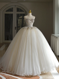 Princess Bridal Dress Ball Gown Sweetheart Tulle Beads Wedding Dress With Short Sleeves Wedding Dresses Modest Wedding Gowns HZ1214
