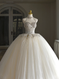 Princess Bridal Dress Ball Gown Sweetheart Tulle Beads Wedding Dress With Short Sleeves Wedding Dresses Modest Wedding Gowns HZ1214