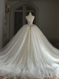 Princess Bridal Dress Ball Gown Sweetheart Tulle Beads Wedding Dress With Short Sleeves Wedding Dresses Modest Wedding Gowns HZ1214