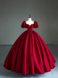 Pretty Ball Gown Sweetheart Satin Red Long Quinceanera Dress Formal Gowns Vestido De 15 Anos Sweet 16 Dress HZ1214