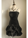 Retro A Line Spaghetti Straps Black Satin Mini Short Formal 8th Grade Homecoming Dresses Summer Middle School Hoco Dress 18th Birthday Outfits HZ1214