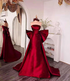 Elegant Mermaid Strapless Burgundy Satin Long Prom Dresses Party Dress Summer 20th Birthday Outfits 18th Birthday Dress Inspo For Teens HZ1214