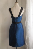 Vintage A Line Navy Blue Satin Flowers Mini Short Formal 8th Grade Homecoming Dresses Summer Middle School Hoco Dress 18th Birthday Outfits HZ1214