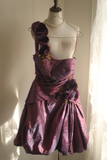 Retro Ball Gown One Shoulder Burgundy Taffeta Mini Short Formal 8th Grade Homecoming Dresses Summer Middle School Hoco Dress 16th Birthday Outfits HZ1214