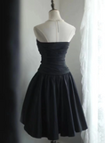 Retro A line Sweetheart Black Taffeta Mini Short Formal 8th Grade Homecoming Dresses Summer Middle School Hoco Dress 16th Birthday Outfits HZ1214