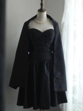 Retro A line Sweetheart Black Taffeta Mini Short Formal 8th Grade Homecoming Dresses Summer Middle School Hoco Dress 16th Birthday Outfits HZ1214