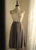 Retro A line Spaghetti Straps Gray Chiffon Mini Short Formal 8th Grade Homecoming Dresses Summer Middle School Short Prom Dress 16th Birthday Outfits HZ1214