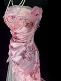 Unique Sheath Strapless Pink Tea Length Formal 7th Grade Homecoming Dresses Middle School Mid Length Prom Dress Hoco Outfits HZ1214