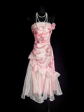 Unique Sheath Strapless Pink Tea Length Formal 7th Grade Homecoming Dresses Middle School Mid Length Prom Dress Hoco Outfits HZ1214