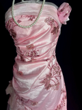 Unique Sheath Strapless Pink Tea Length Formal 7th Grade Homecoming Dresses Middle School Mid Length Prom Dress Hoco Outfits HZ1214
