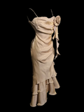 Unique Sheath Spaghetti Straps Gold Tea Length Formal 7th Grade Homecoming Dresses Middle School Mid Length Prom Dress Hoco Outfits HZ1214