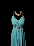 Vintage A line Halter Blue Chiffon Formal 7th Grade Homecoming Dresses Middle School Short Prom Dress Hoco Outfits HZ1214
