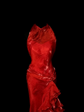 Elegant Sheath Halter Red Satin Long Prom Dresses Party Dress Summer 20th Birthday Outfits 18th Birthday Dresses HZ1214