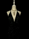 Vintage Mermaid Halter Chiffon Black Formal 7th Grade Homecoming Dresses Middle School Short Prom Dress Hoco Outfits HZ1214