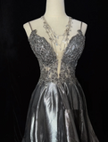 Unique A line Spaghetti Straps Gray Sleeveless Short Mini Green Formal 7th Grade Homecoming Dresses Middle School Prom Dress Hoco Outfits HZ1214
