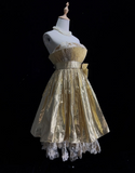 Unique Ball Gown Strapless Sleeveless Short Mini Gold Formal 7th Grade Homecoming Dresses Middle School Prom Dress Hoco Outfits HZ1214