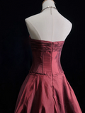 Unique Ball Gown Strapless Sleeveless Burgundy Taffeta Formal 7th Grade Homecoming Dresses Middle School Prom Dress Hoco Outfits HZ1214