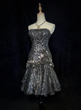 Unique Mermaid Strapless Sleeveless Sequin Silver Gray Formal 7th Grade Homecoming Dresses Middle School Prom Dress Hoco Outfits HZ1214
