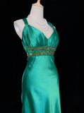 Vintage Sheath Satin Green Halter Formal 7th Grade Homecoming Dresses Middle School Short Prom Dress Hoco Outfits HZ1214