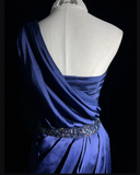 Unique Sheath One Shoulder Royal Blue Sleeveless Satin Mini Formal 7th Grade Homecoming Dresses Middle School Prom Dress Hoco Outfits HZ1214