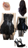 Trendy A line Strapless Black Lace Mini Short Formal 7th Grade Homecoming Dresses Middle School Short Prom Dress Hoco Outfits HZ1214