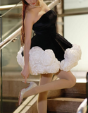 Trendy Ball Gown Strapless Black Velvet Mini Short Formal 7th Grade Homecoming Dresses Middle School Short Prom Dress Hoco Outfits HZ1214