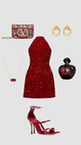 Fancy A line High Neck Red Sequin Mini Short Formal 7th Grade Homecoming Dresses Middle School Short Prom Dress Hoco Outfits HZ1214