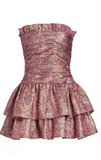 Trendy A line Strapless Pink Satin Mini Short Formal 7th Grade Homecoming Dresses Middle School Short Prom Dress Hoco Outfits HZ1214